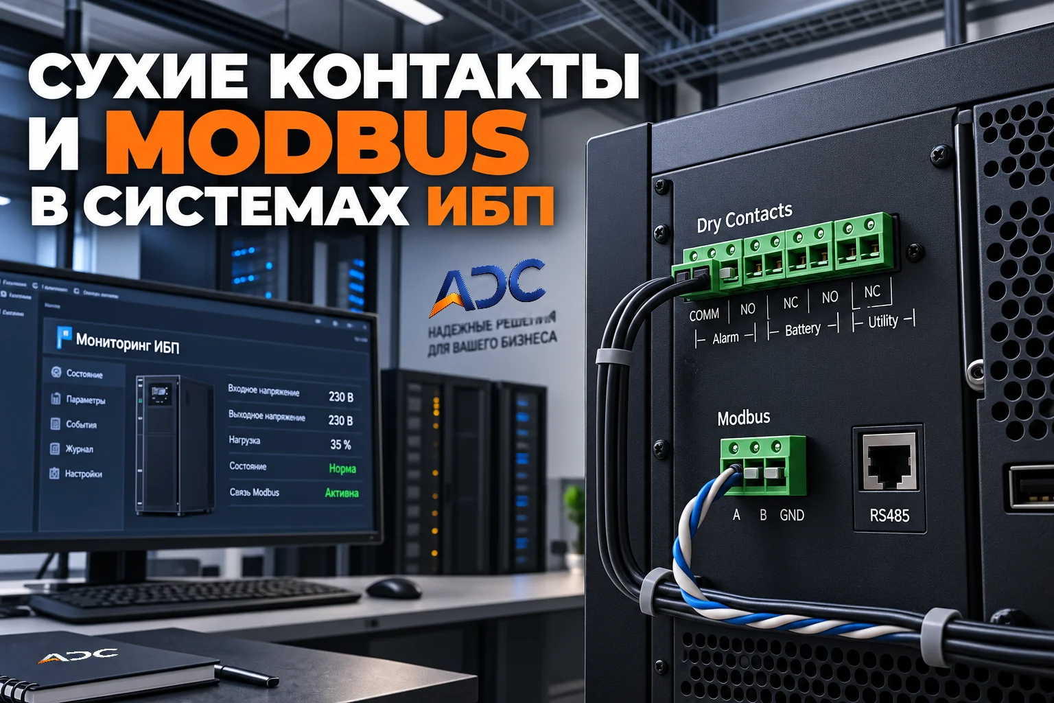 Сухие контакты и Modbus в системах ИБП