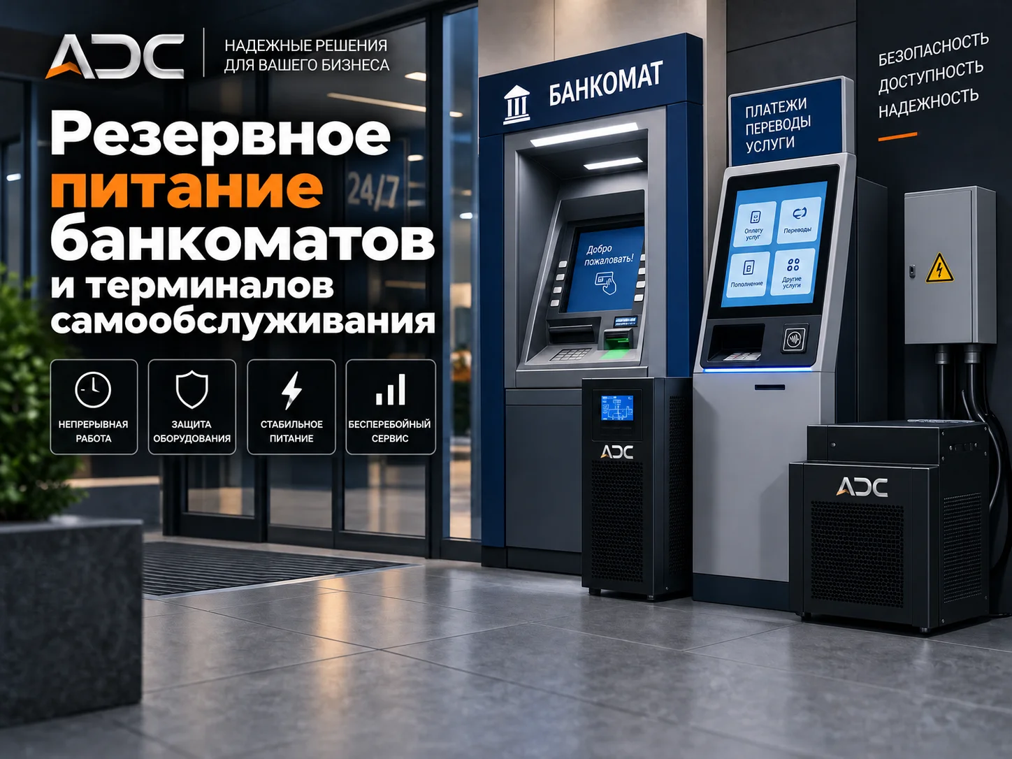 Резервное питание банкоматов и терминалов самообслуживания