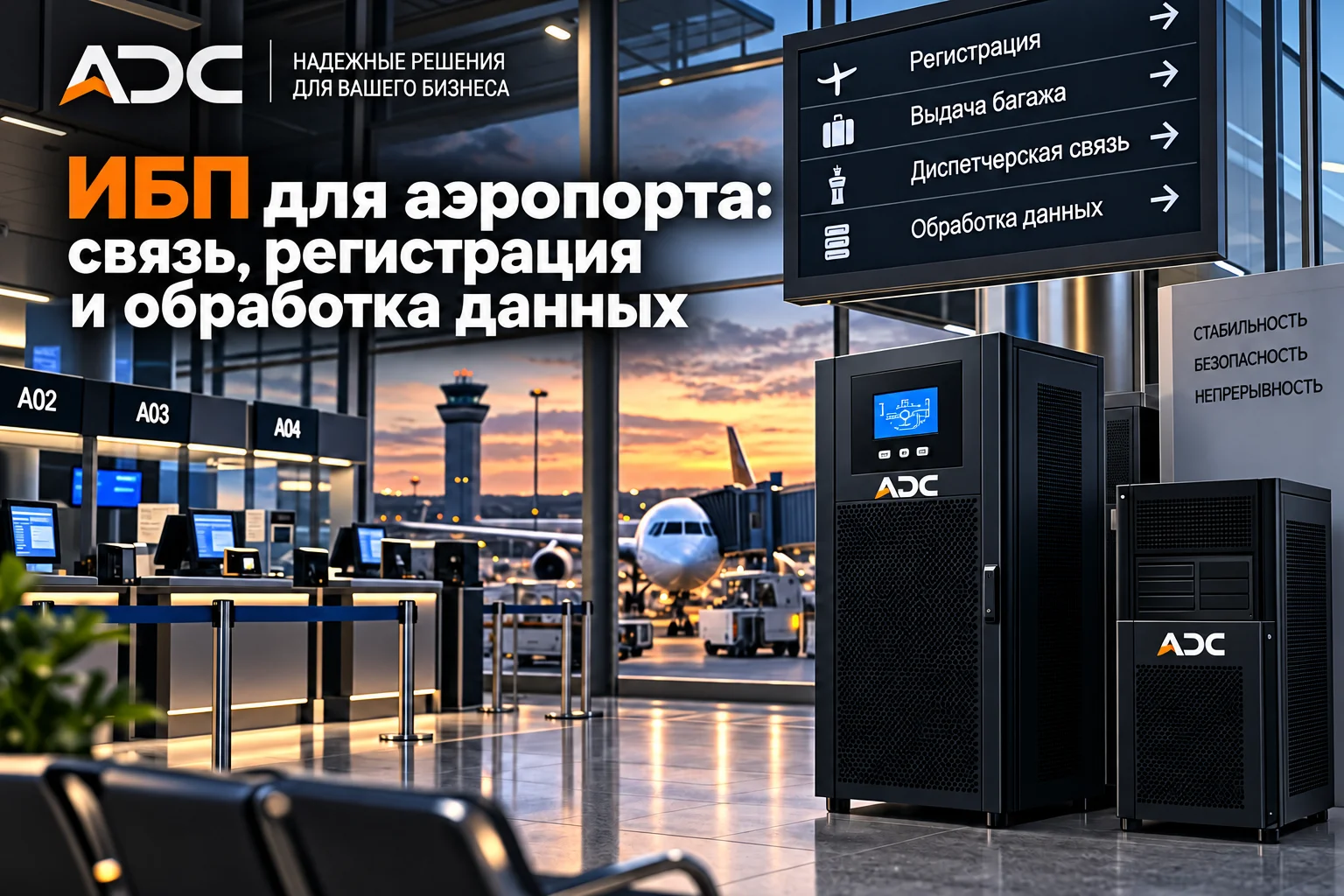 ИБП для аэропорта: связь, регистрация и обработка данных